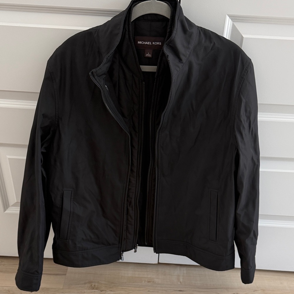 Michael Kors Black Men's Lightweight Jacket with Zip Front
